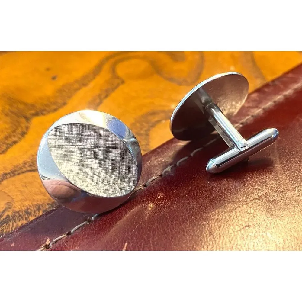 VTG Swank Silver Tone Cufflinks with Etching